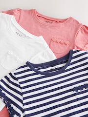 Blue/Pink/White Daisy Trim T-Shirts 3 Pack (1.5-16yrs) - Image 5 of 6