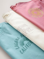 Rosa/azul/blanco - Pack de 3 camisetas oversize con eslogan playero (3-16 años) - Imagen 5 de 6