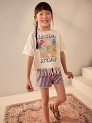 Neutral 100% Cotton Sequin Rolling Stones Fringe T-Shirt (3-16yrs) - Image 2 of 4