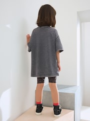 Charcoal Grey Rolling Stones Oversized License T-Shirt & Cycle Shorts Set (3-16yrs) - Image 2 of 8