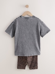 Charcoal Grey Rolling Stones Oversized License T-Shirt & Cycle Shorts Set (3-16yrs) - Image 6 of 8