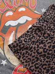 Charcoal Grey Rolling Stones Oversized License T-Shirt & Cycle Shorts Set (3-16yrs) - Image 7 of 8