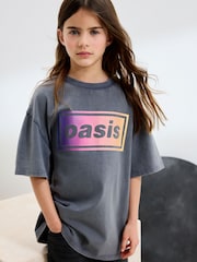 Charcoal Grey Oversized Oasis License Band T-Shirt (3-16yrs) - Image 1 of 8