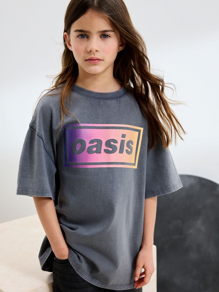 Charcoal Grey Oversized Oasis License Band T-Shirt (3-16yrs) - Image 1 of 8