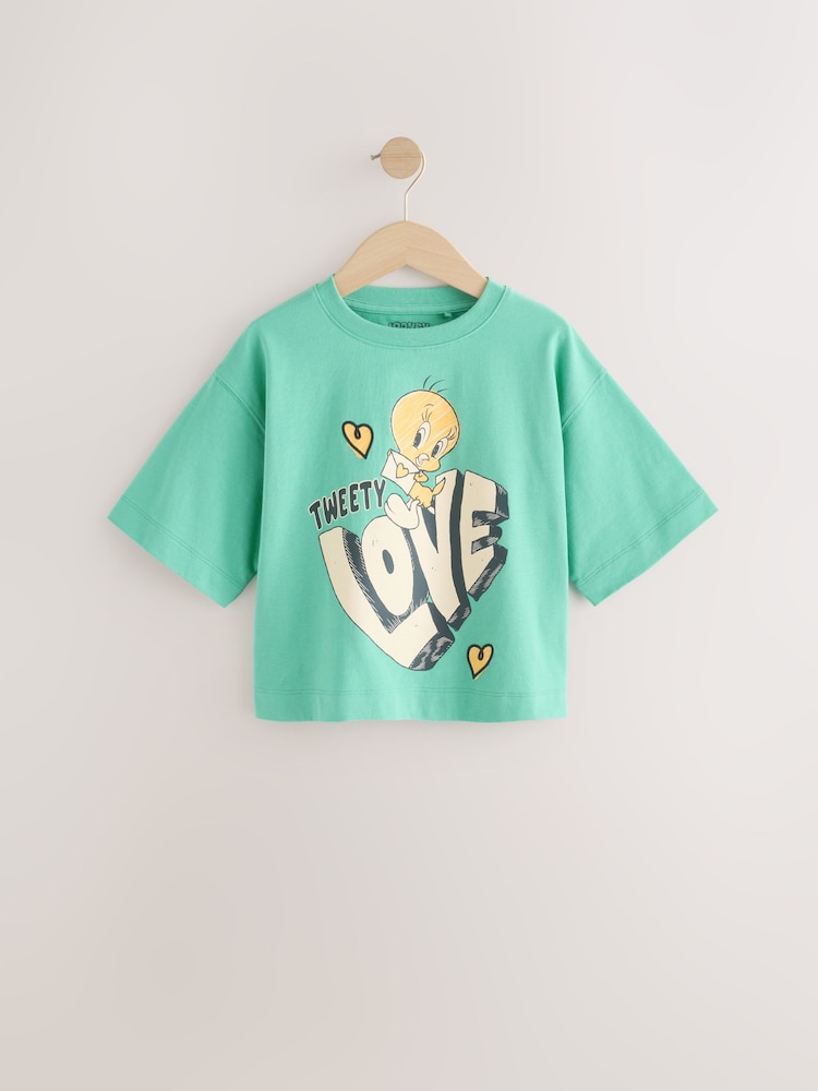 Zielony - Koszulka z licencjonowanym motywem Looney Tunes Tweety, w 100% z bawełny (3–16 lat) - Image 5 of 9