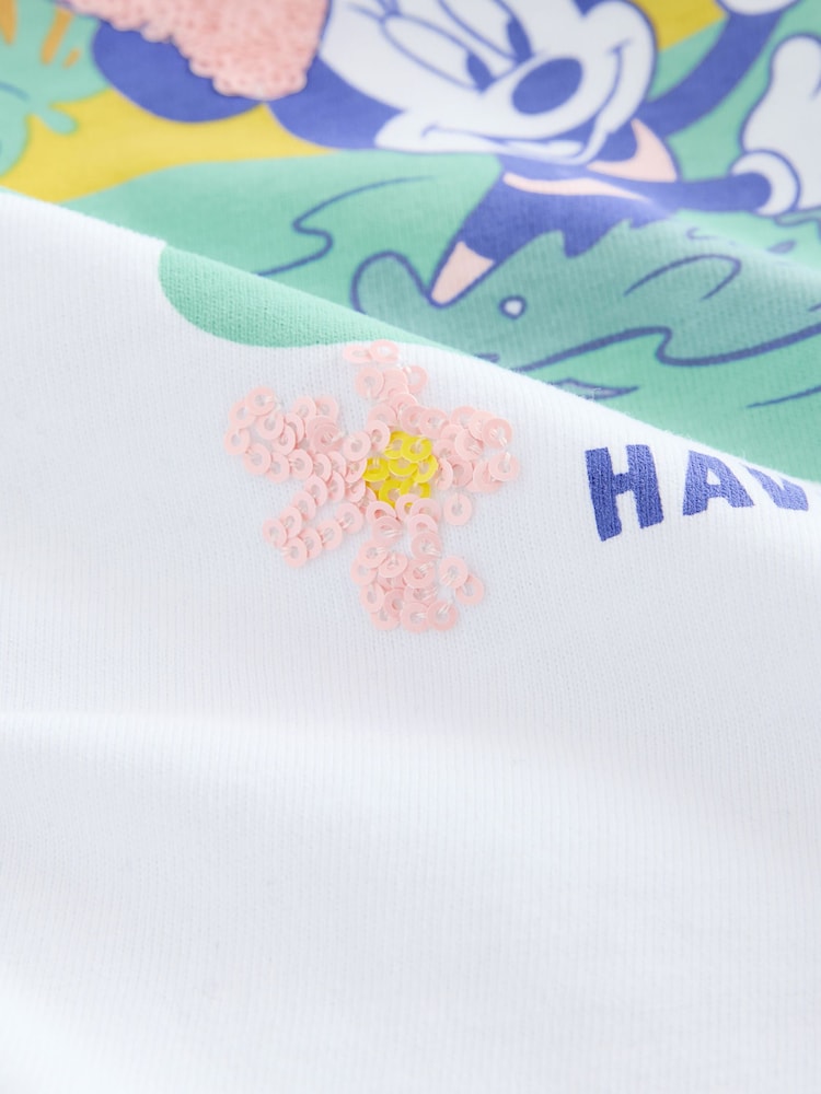 Branco - Camiseta grande de lantejoulas Minnie Mouse License 100% algodão (3-16anos) - Imagem 7 de 7