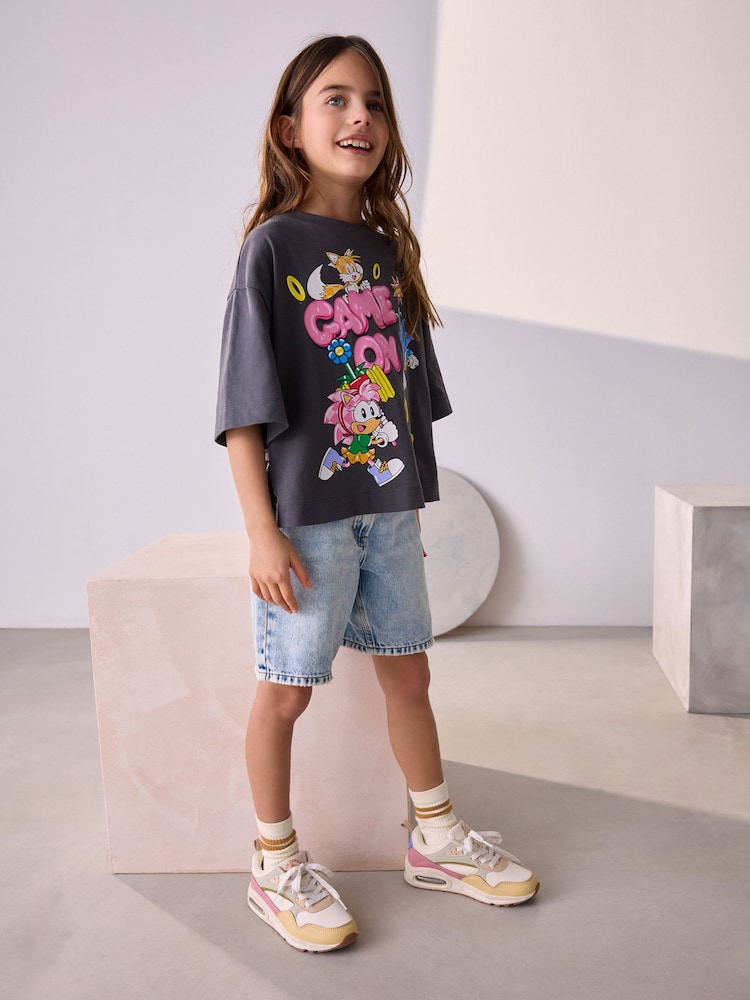 Grey Sonic & Amy 100% Cotton License T-Shirt (3-16yrs) - Image 2 of 5