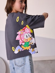 Grey Sonic & Amy 100% Cotton License T-Shirt (3-16yrs) - Image 3 of 5