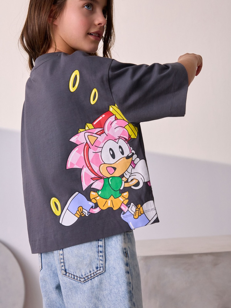 Grey Sonic & Amy 100% Cotton License T-Shirt (3-16yrs) - Image 3 of 5