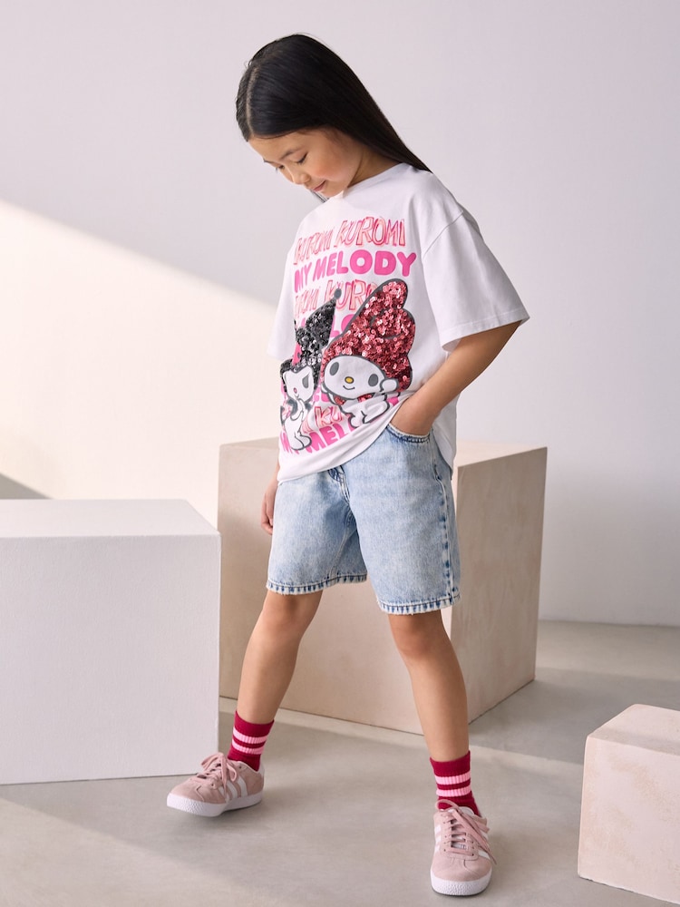 White 100% Cotton Kuromi & Melody Oversized License Graphic T-Shirt (3-16yrs) - Image 2 of 8 White 100% Cotton Kuromi & Melody Oversized License Graphic T-Shirt (3-16yrs) - Image 2 of 8