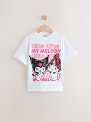 Белый - Футболка свободного кроя из 100% хлопка с принтом Kuromi & Melody (3-16лет) - Изображение 5 из 8