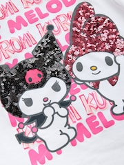 Белый - Футболка свободного кроя из 100% хлопка с принтом Kuromi & Melody (3-16лет) - Изображение 7 из 8