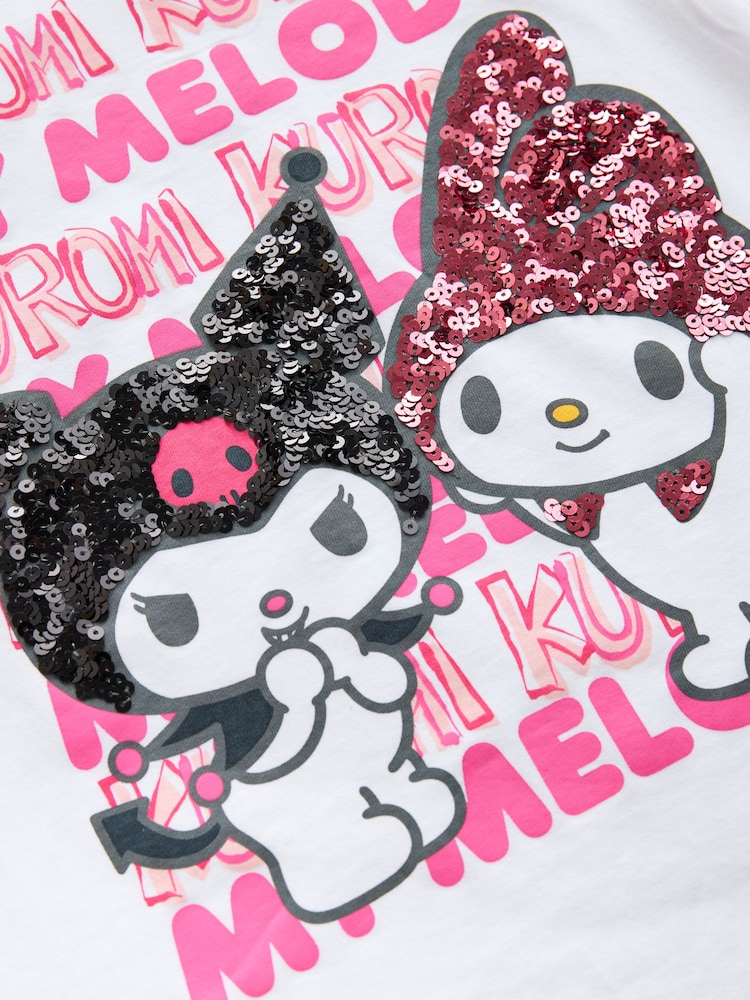 White 100% Cotton Kuromi & Melody Oversized License Graphic T-Shirt (3-16yrs) - Image 7 of 8