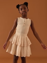 Ecru Tiered Skirt 100% Cotton Dress (3-12yrs) - Image 1 of 4