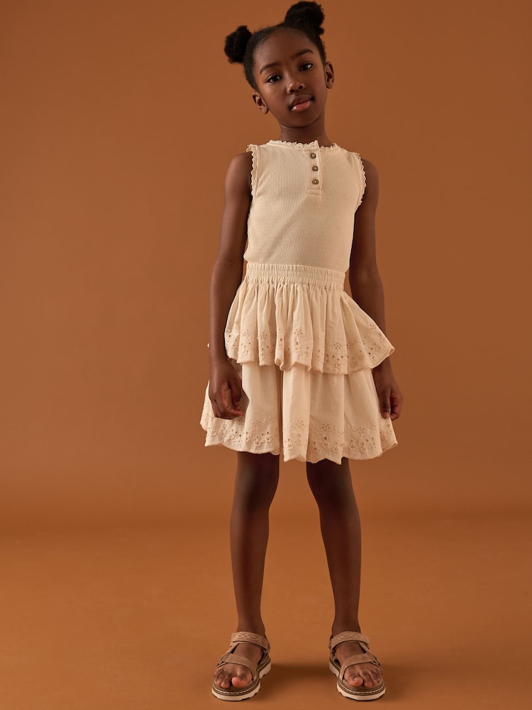 Ecru Tiered Skirt 100% Cotton Dress (3-12yrs) - Image 2 of 4