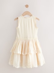 Ecru Tiered Skirt 100% Cotton Dress (3-12yrs) - Image 6 of 8