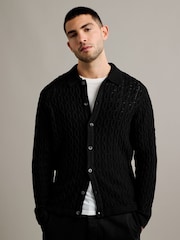 Only & Sons Black Cable Knitted Cardigan - Image 2 of 5