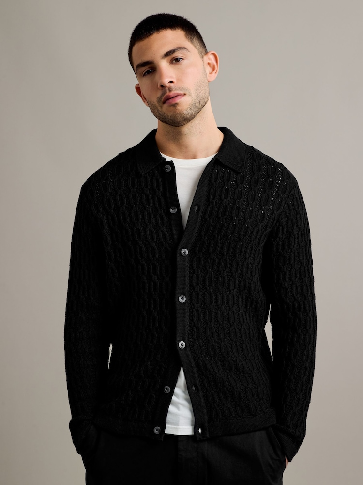 Only & Sons Black Cable Knitted Cardigan - Image 2 of 5