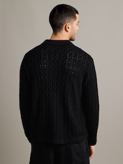 Only & Sons Black Cable Knitted Cardigan - Image 3 of 5