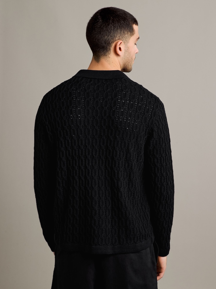 Only & Sons Black Cable Knitted Cardigan - Image 3 of 5