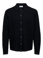 Only & Sons Black Cable Knitted Cardigan - Image 4 of 5