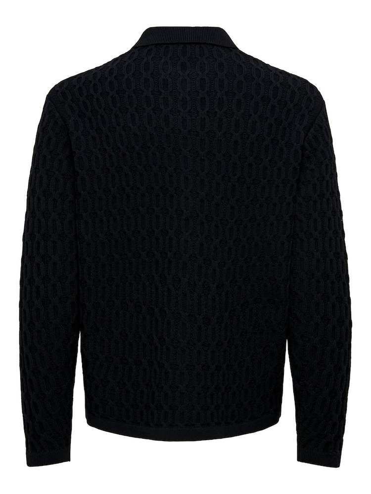Only & Sons Black Cable Knitted Cardigan - Image 5 of 5