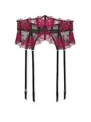 Victoria's Secret Black / Pink Rose Lace Garter Belt - Image 3 of 3