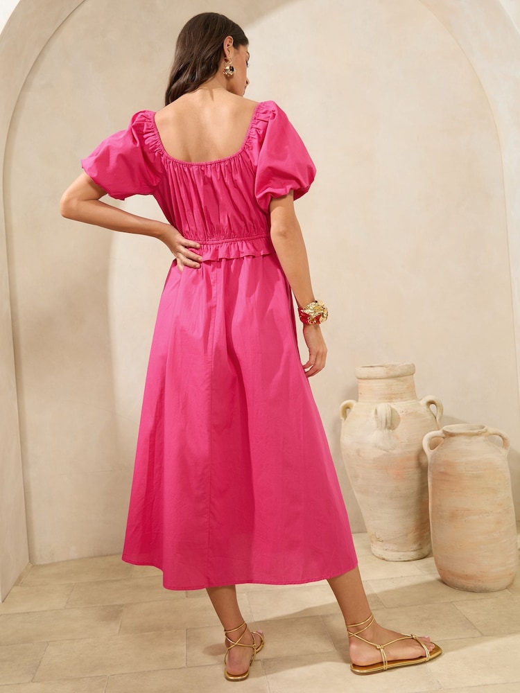 Lipsy Pink 100% Cotton Short Sleeve Poplin Midi Dress - Image 2 of 5