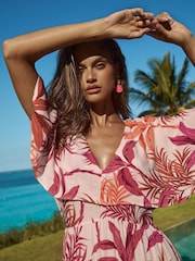 Lipsy Cape Sleeve Palm Printed Maxi Dress - Imagen 2 de 5
