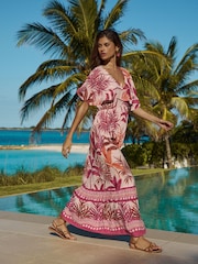 Lipsy Cape Sleeve Palm Printed Maxi Dress - Imagen 3 de 5