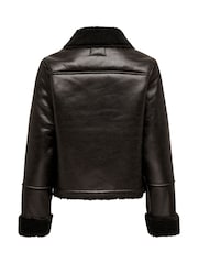 JDY Brown Faux Fur Shearling Jacket - Image 7 of 7
