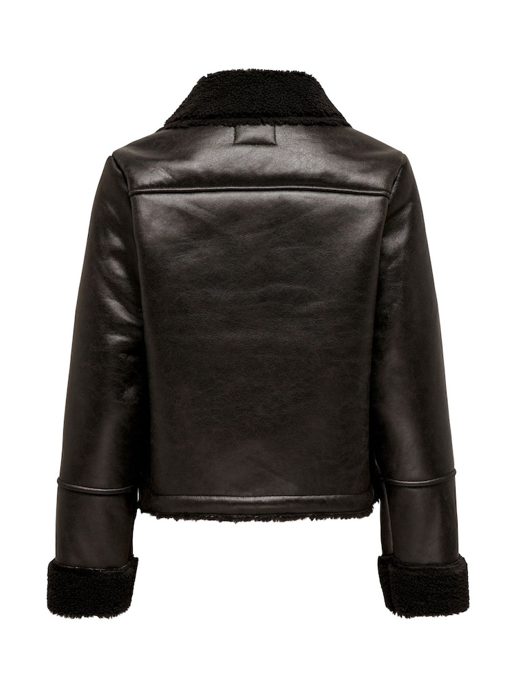 JDY Brown Faux Fur Shearling Jacket - Image 7 of 7
