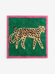Green Cheetah Animal Print 100% Cotton Shower Mat - Image 3 of 3