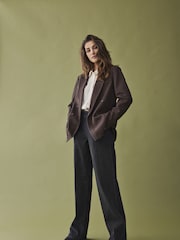 JDY Grey Button Detail Wide Leg Jeans - Image 1 of 4