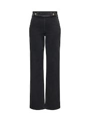 JDY Grey Button Detail Wide Leg Jeans - Image 3 of 4