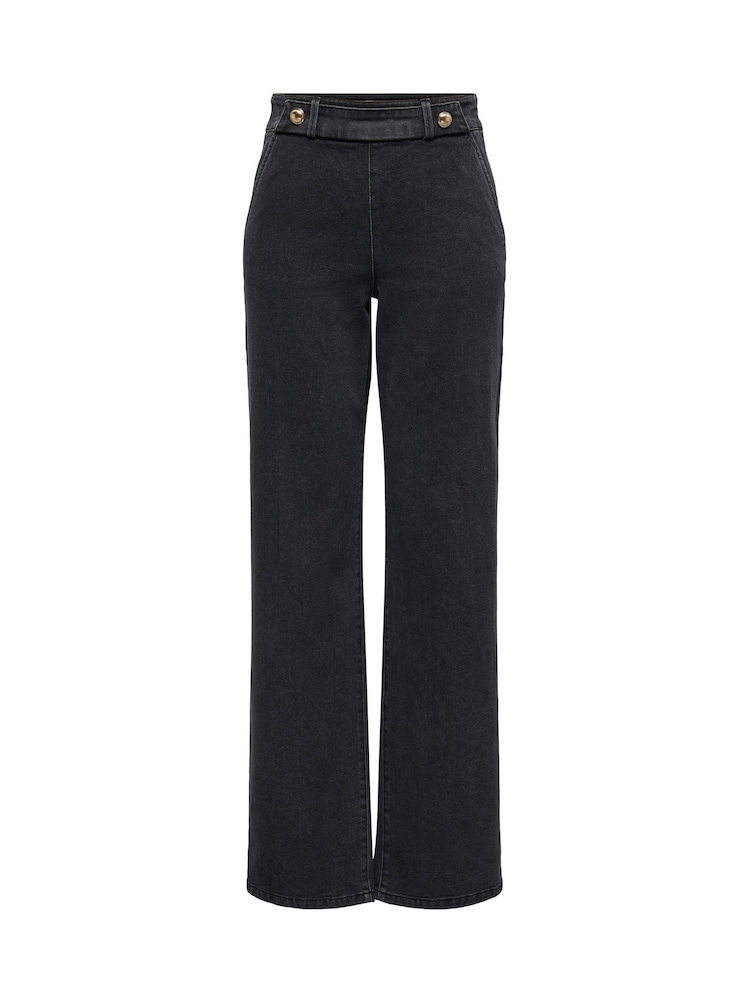 JDY Grey Button Detail Wide Leg Jeans - Image 3 of 4