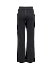 JDY Grey Button Detail Wide Leg Jeans - Image 4 of 4