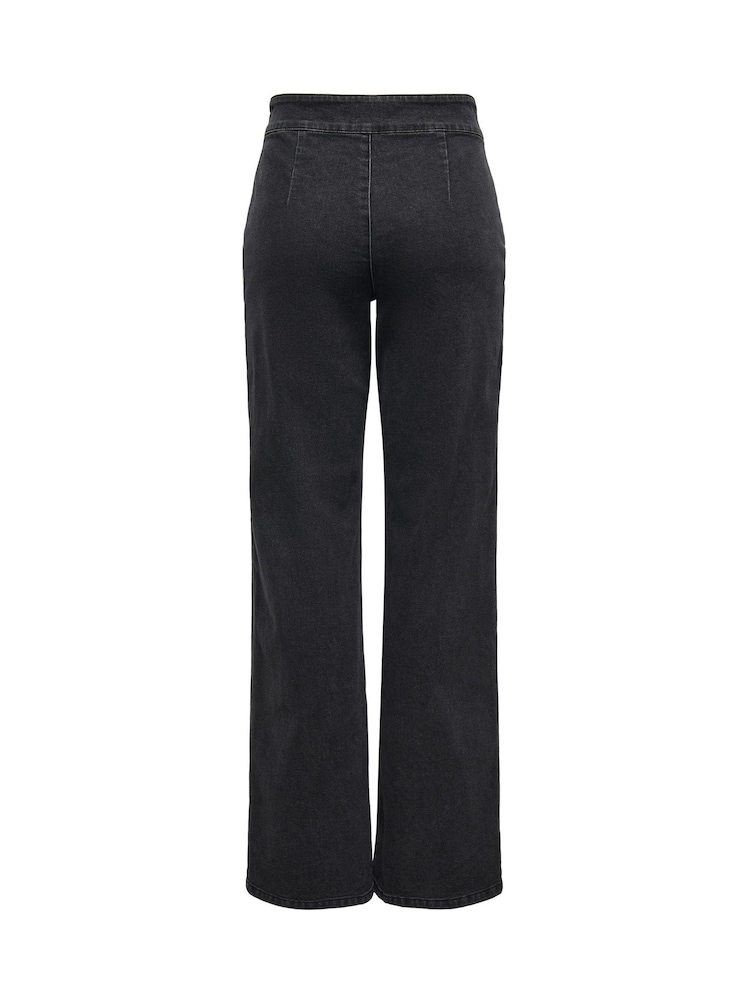 JDY Grey Button Detail Wide Leg Jeans - Image 4 of 4