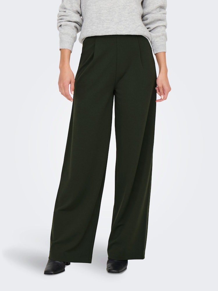 JDY Grey Wide Leg Stretch Trousers - Image 1 of 5