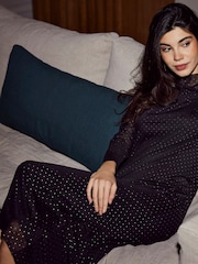 JDY Black Long Sleeve Mesh Studded Dress - Image 1 of 7