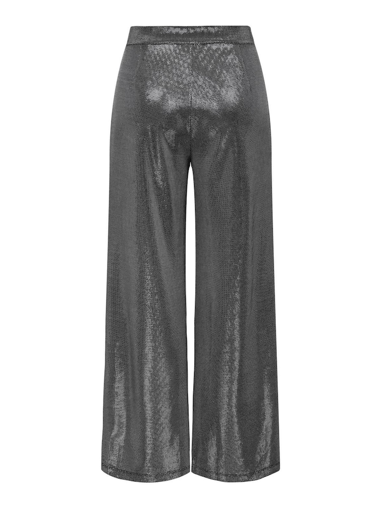 JDY Grey Wide Leg Metallic Shimmer Party Suit Trousers - Image 4 of 4
