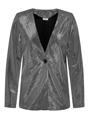 JDY Grey Long Sleeve Shimmer Party Suit Blazer - Image 3 of 4
