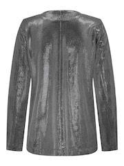 JDY Grey Long Sleeve Shimmer Party Suit Blazer - Image 4 of 4