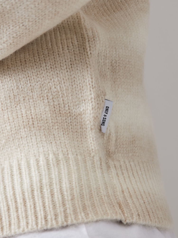 Only & Sons Cream V-Neck Knitted Cardigan - Image 4 of 6