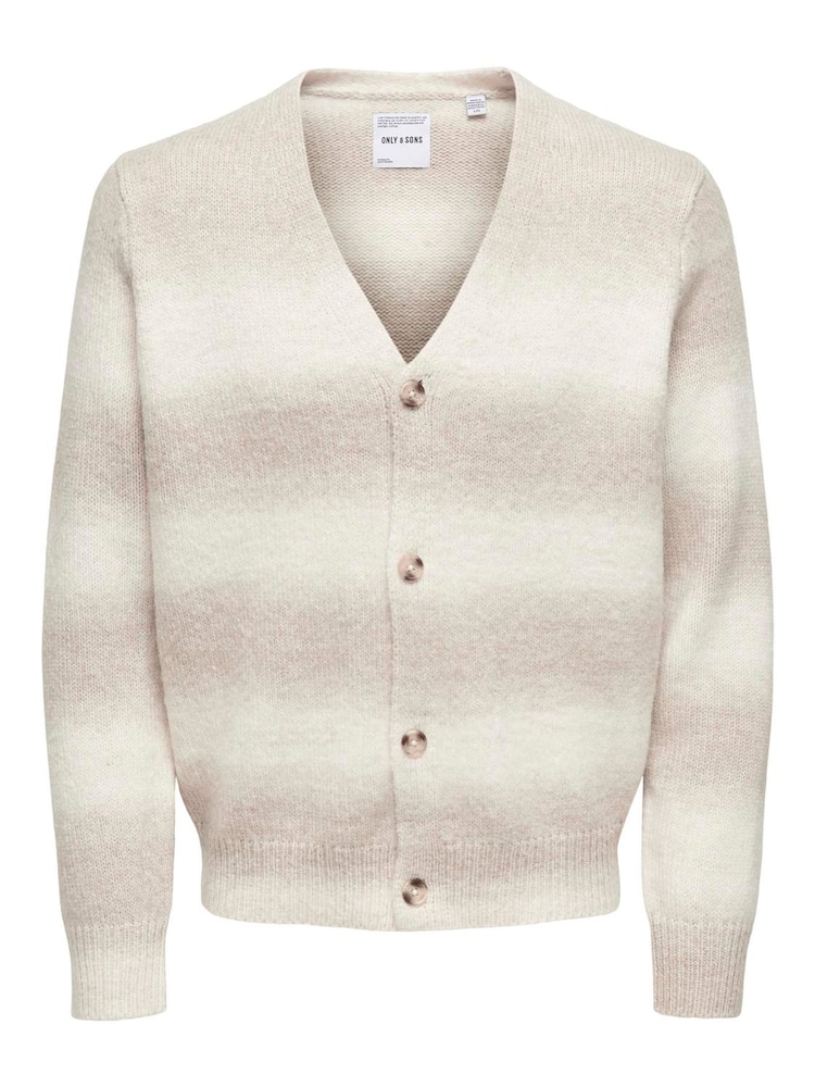 Only & Sons Cream V-Neck Knitted Cardigan - Image 5 of 6