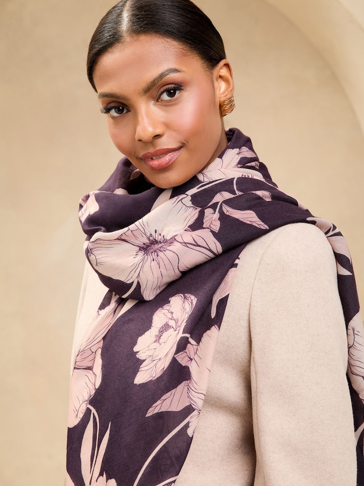 Lipsy Purple Lightweight Printed Scarf - Image 3 of 4