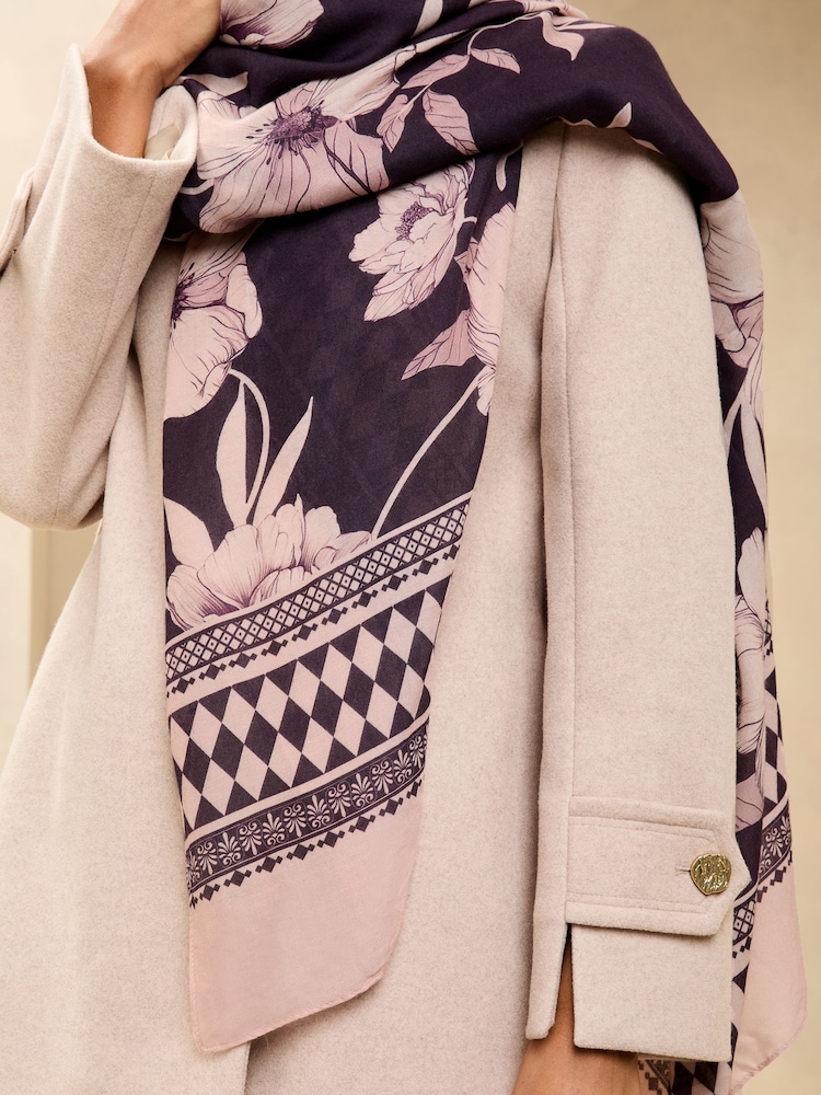 Lipsy Purple Lightweight Printed Scarf - Image 4 of 4 Lipsy Purple Lightweight Printed Scarf - Image 4 of 4