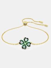 Swarovski Green Mixed Cuts Clover Gold-Tone Plated Idyllia Bracelet - Image 1 of 5
