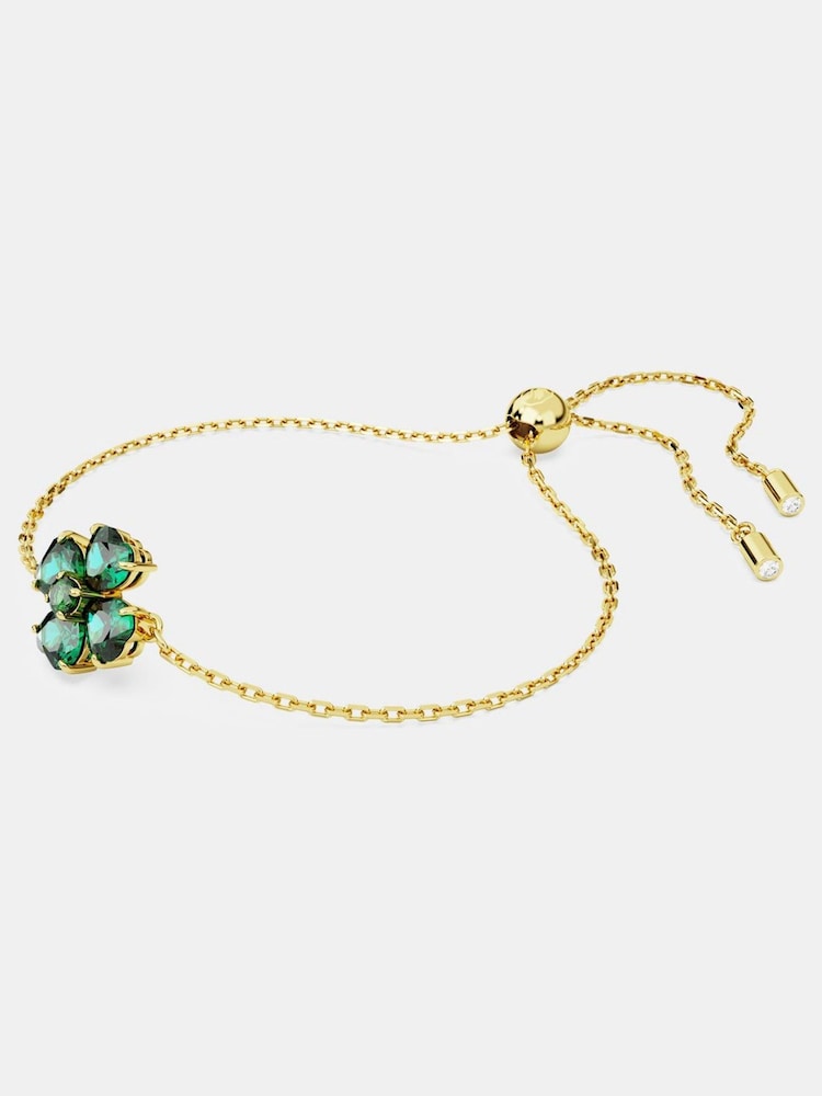 Swarovski Green Mixed Cuts Clover Gold-Tone Plated Idyllia Bracelet - Image 2 of 5