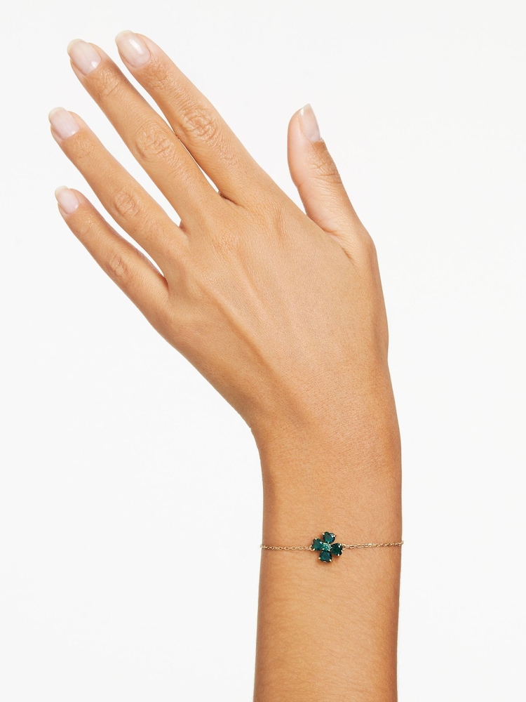 Swarovski Green Mixed Cuts Clover Gold-Tone Plated Idyllia Bracelet - Image 5 of 5
